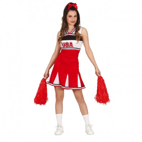 Costume da Cheerleader Americana Rosso Economico