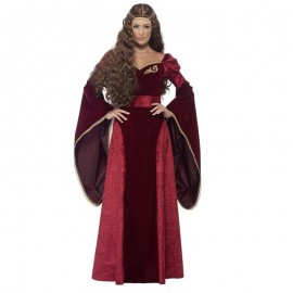 Costume da Regina Medievale Rosso Deluxe Shop