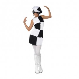 Costume da Party Girl 60s Bianco e Nero Donna Online