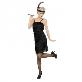 Costume da Flapper con Frange Nero Economico