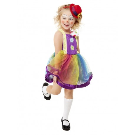 Costume da Pagliaccio Viola e Arcobaleno Bambina Online
