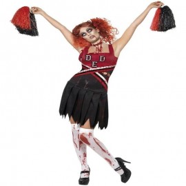 Costume da Cheerleader dell'Orrore Rosso e Nero economico