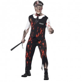 Costume da Poliziotto Zombie Nero Economico