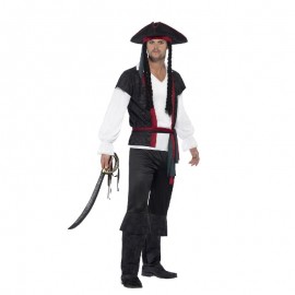 Costume da Capitano Pirata Nero in Vendita 