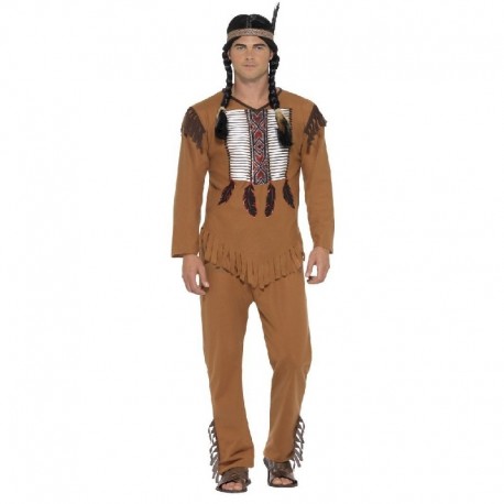 Costume da Guerriero Nativo Americano Marrone In Vendita