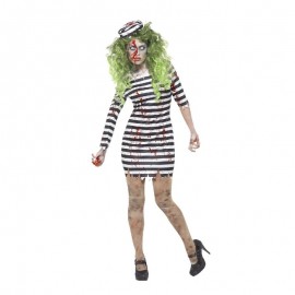 Costume da Carcerata Zombie Nero in Vendita 