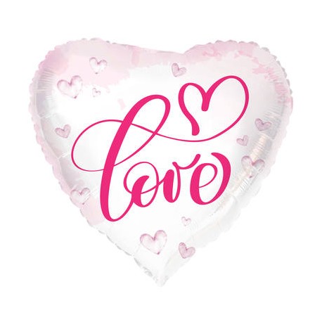 Palloncino Cuore Rosa con scritta Love 45 cm Shop