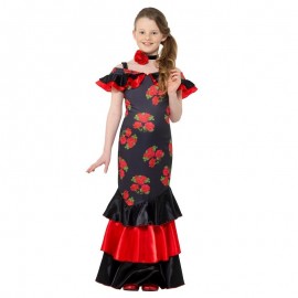 Costume Flamenco Nero e Rosso Ragazza Online