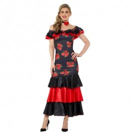 Costume Flamenco Nero e Rosso Signora Online