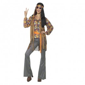 Costume Hippie Anni 60 per Donna Multicolore in Vendita