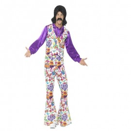 Costume da Hippie Groovy Anni 60 Multicolore Economico