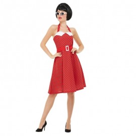 Costume Rosso Rockabilly Pin Up Anni '50 Donna Economico