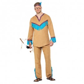 Costume da Guerriero Indiano Blu e Marrone Uomo Online