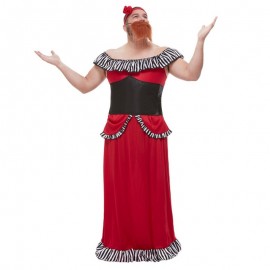 Costume da Signora Barbuta Rosso Online