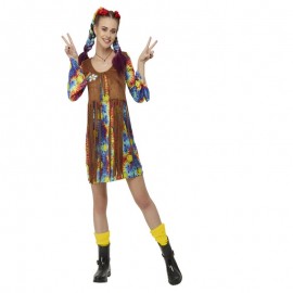 Vestito da Hippie con Smile Multicolore Economico