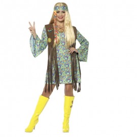 Costume da Hippie Chick '60 con Vestito Multicolore Economico 