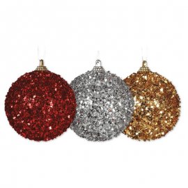 4 Palline Natalizie con Glitter 6 cm