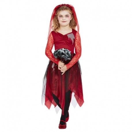 Costume Rosso Sposa Graveyard Bambina Economico