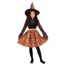 Costume da Strega Vintage Arancione Bambina Online 