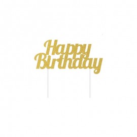 Decorazioni Torta di Buon Compleanno Glitter Oro