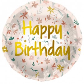 Palloncino Happy Birthday Fiori Boho