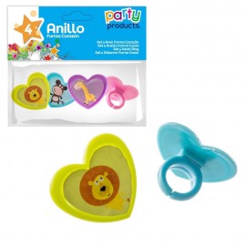 Set 4 Anelli a Forma di Cuore