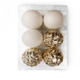 Set Palline di Natale Assortite Oro e Beige