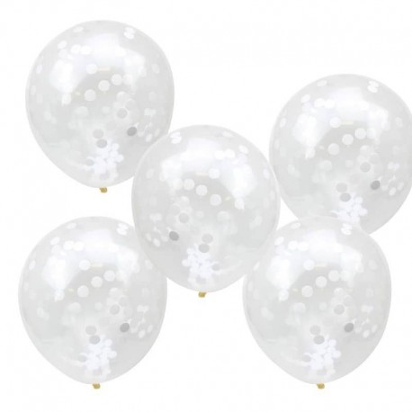 5 Palloncini con Coriandoli 30 cm