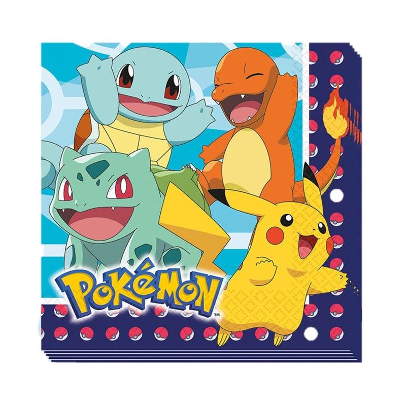 16 Pokémon TOVAGLIOLI Monouso Tovaglioli TAVOLO TOVAGLIOLI Pikachu Carta Tovaglioli 