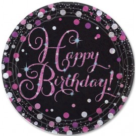 8 Piatti Happy Birthday Elegant Pink
