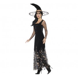 Costume da Strega deluxe con stelle Nero e Oro store