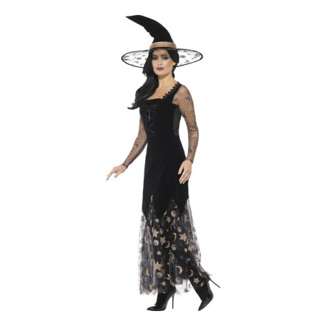 Costume da Strega deluxe con stelle Nero e Oro store