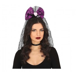 Diadema Halloween Fiocco Lilla con Velo Prezzo