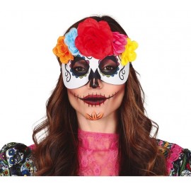 Maschera Catrina Con Fiori Colorati 