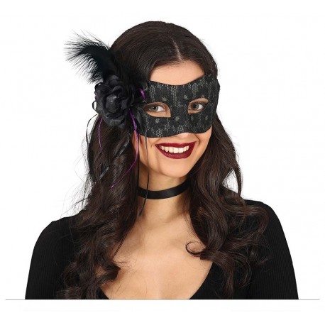 Maschera Nera con Piuma Online