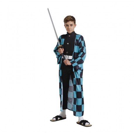Costume da Ninja a Scacchi Azzurro e Nero Online
