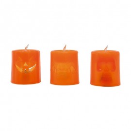 12 Candele Halloween Arancioni e Nere con Luce 4 Cm