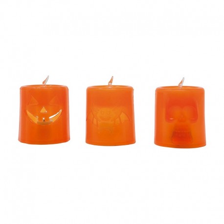 12 Candele Halloween Arancioni e Nere con Luce 4 Cm