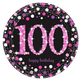Decorazione Centrotavola Per 100° Compleanno – Happy 100th Birthday Con Strass Dorati, In Lega Metallica, 12x15 Cm, Pesa 113g
