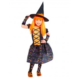 Costume da Strega Moonlight Arancione da Bambina