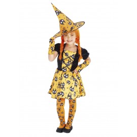 Costume Strega Giallo con Gatti per Bambina