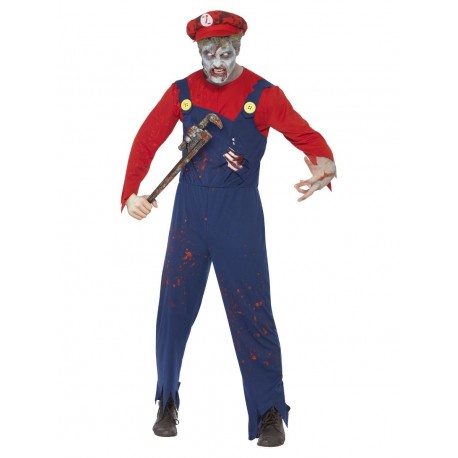 Costume da Zombie Idraulico, Rosso e Blu