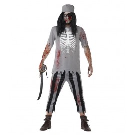 Costume Pirata Zombie Grigio