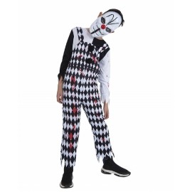 Costume da Arlecchino Diabolico Bianco e Nero per Bambino Economico