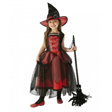 Costume da Strega Chic Rosso per Bambina Online