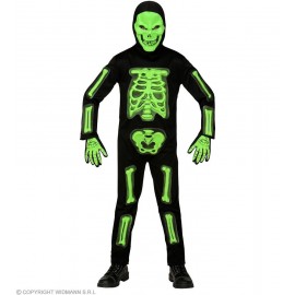 Costume Scheletro 3D Verde Fluo Online