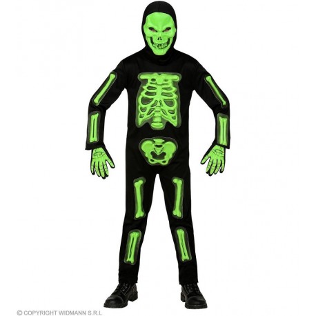 Costume Scheletro 3D Verde Fluo Online