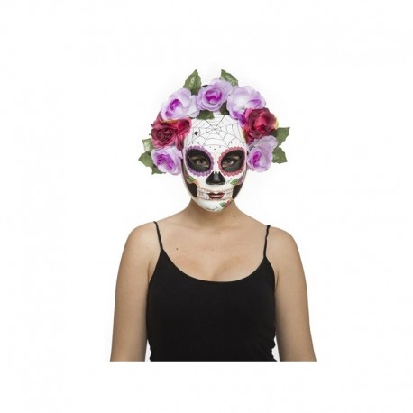 Maschera Catrina Teschio con Corona di Fiori Shop