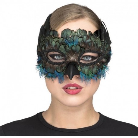 Maschera da Uccello con Piume Colorate Online