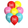 8 Palloncini con Scritta Happy Birthday Multicolori Shop